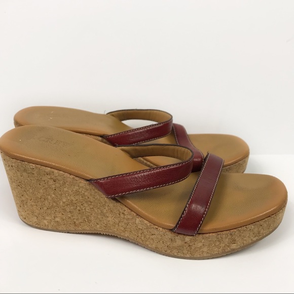 J. Crew Leather Strap Cork Slide Wedge Sandals 9 - Picture 1 of 7